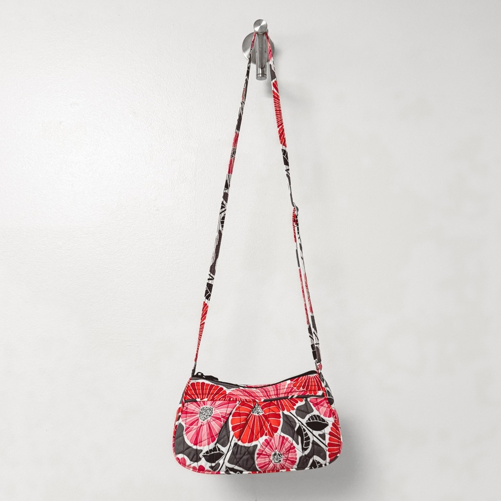 Vera Brandley Cherry Blossom Frannie Floral Crossbody Shoulder Bag Red